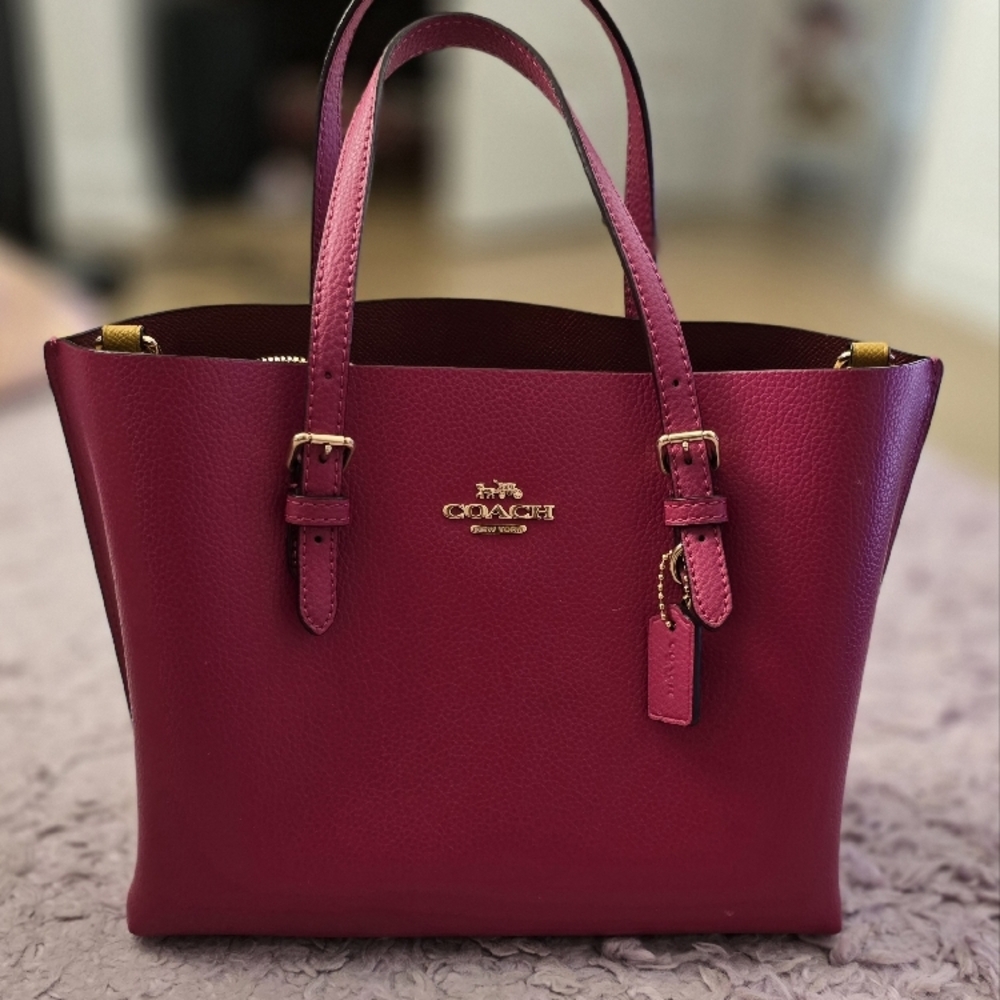 Coach Burgundy Leather Tote Bag